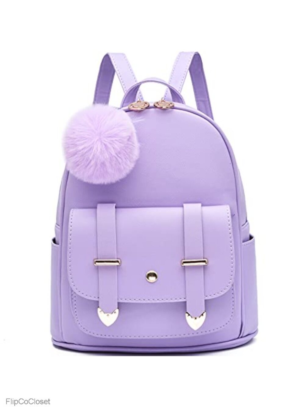 Mini Backpack Purse PU Leather Pompom Shoulder Bag for Women Teen Girls